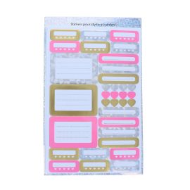 planche stickers pour fournitures rose et gold