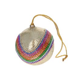 Boule de Noël or sequins arc-en-ciel