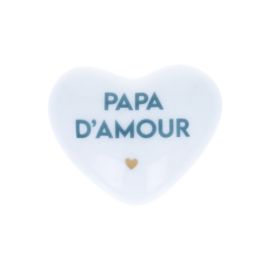 coeur porcelaine papa d'amour bleu