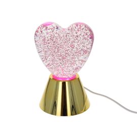 lampe coeur paillettes rose dorée 