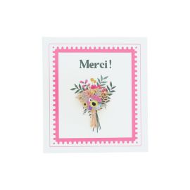 pin's femme bouquet de fleurs Merci