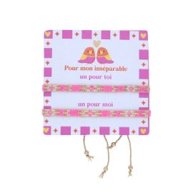 Bracelet tissé rose 1 pour toi 1 pour moi - Les Inséparables