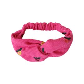 bandeau velours rose fleuri