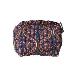 trousse de toilette froufrou block print bleu et rose