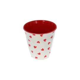 petit verre melamine coeurs rouge 