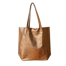 sac tote bag cuir bronze doré