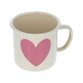 mug emaillé coeur rose vaisselle