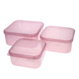 Lot de 3 lunch box roses pailletés