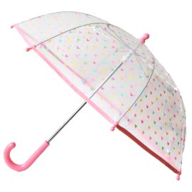 Parapluie transparent coeurs multicolores