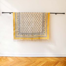 Tapis blockprint bleu et jaune